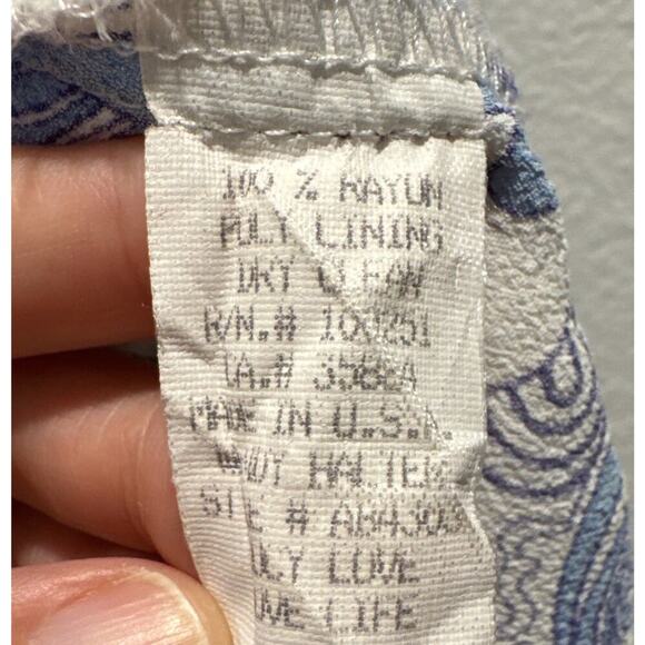 LUCY LOVE Size Medium Blue White Paisley Print Open Tie Back Y2K Look Retro Boho - Picture 9 of 9